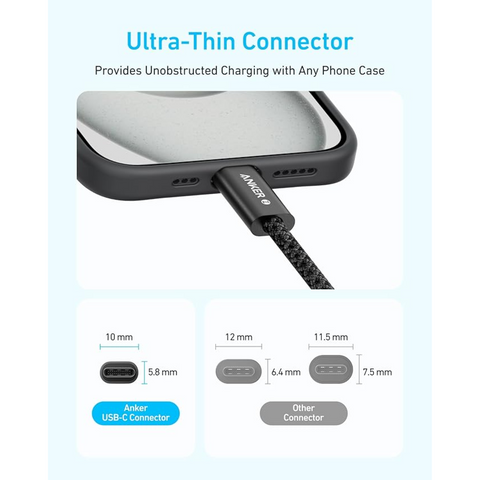 Anker Zolo Usb C To Usb C 240w Braided Fast Charging Cable 6 Ft A8060H12 - Black