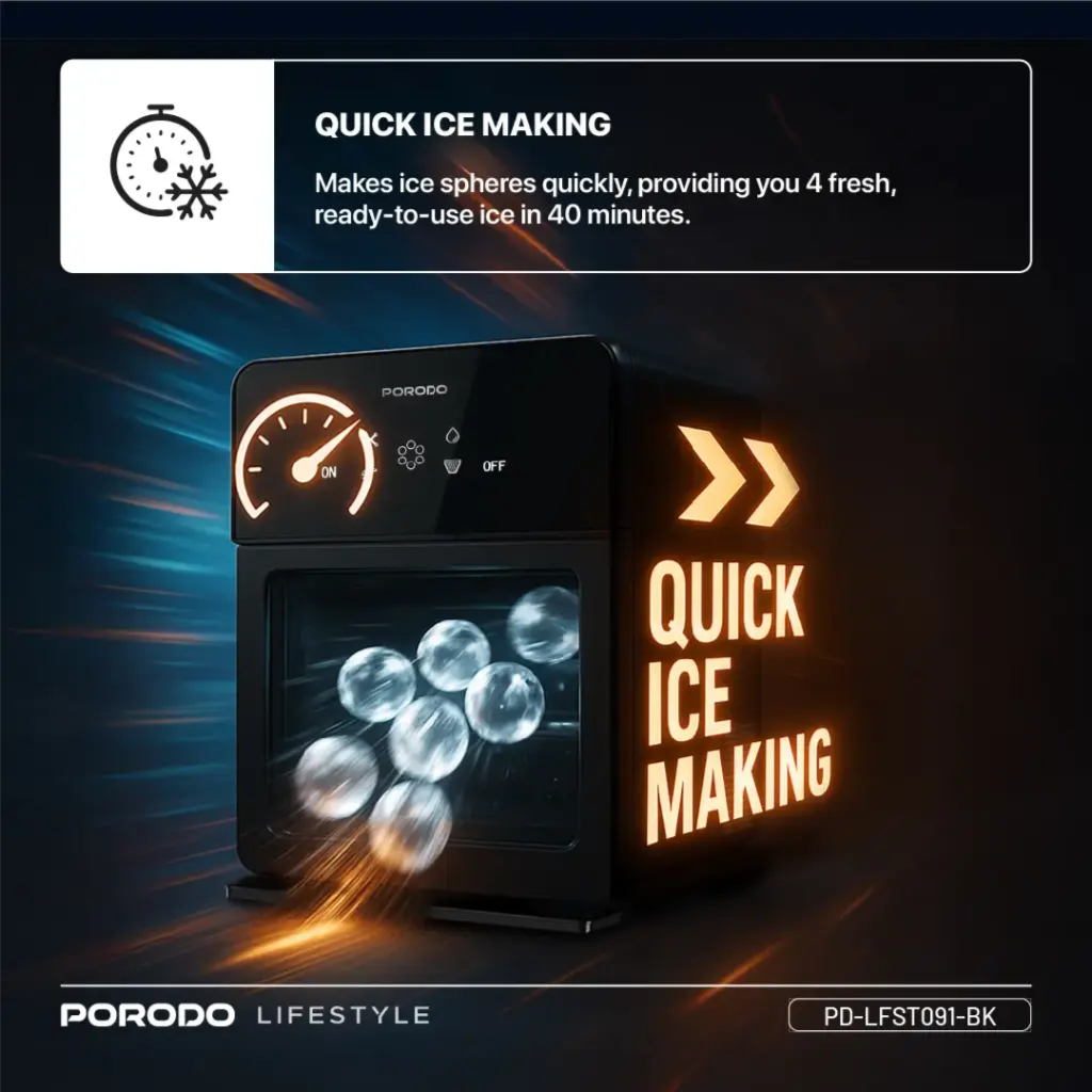 Porodo Lifestyle Sphere Ice Machine - Black