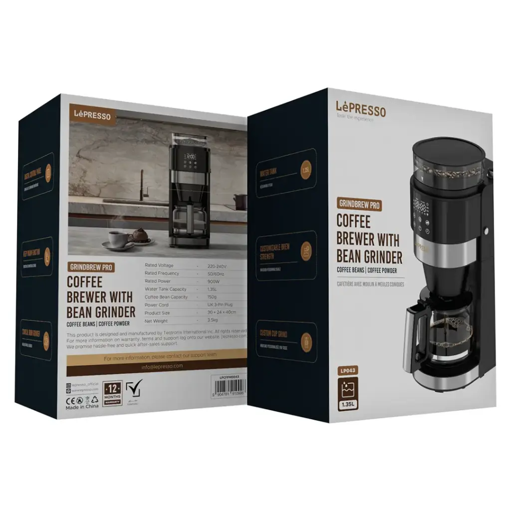 Lepresso Coffee Brewer With Bean Grinder - Black