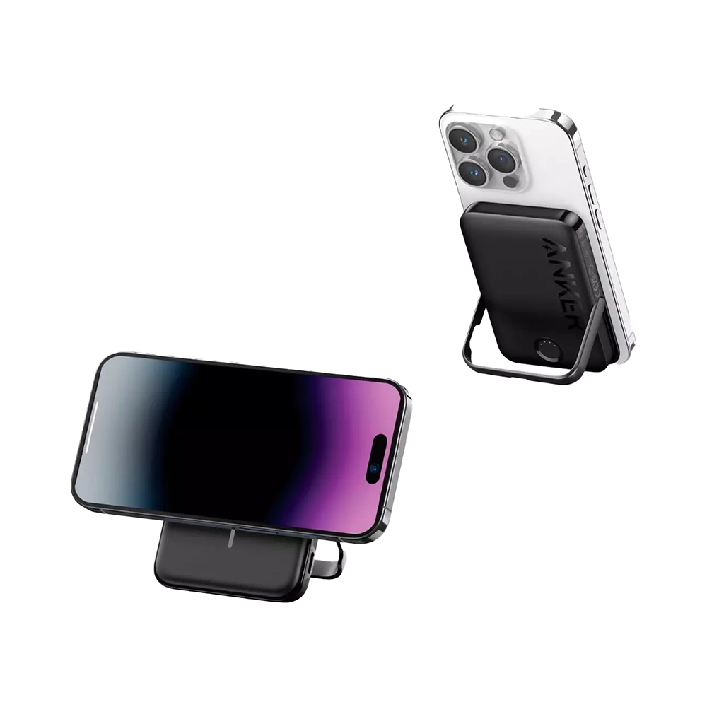 Anker A1618H11 5000Mah 7.5W Maggo Power Bank With Foldable Stand Black