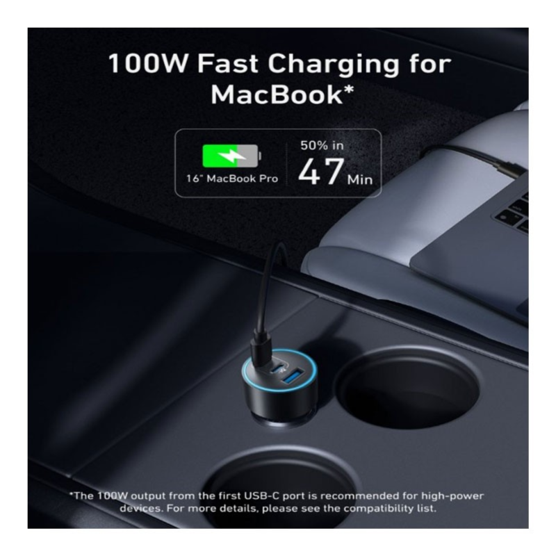 B2737Ha1 Anker Nano Car Charger 167.5W 3 Ports With C To C Cables