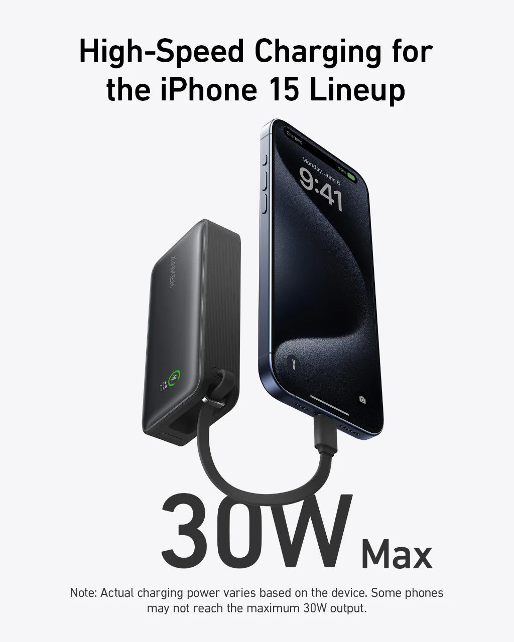 Anker A1259H11 Nano Power Bank 30W Built-In Usb-C Cable 10000Mah