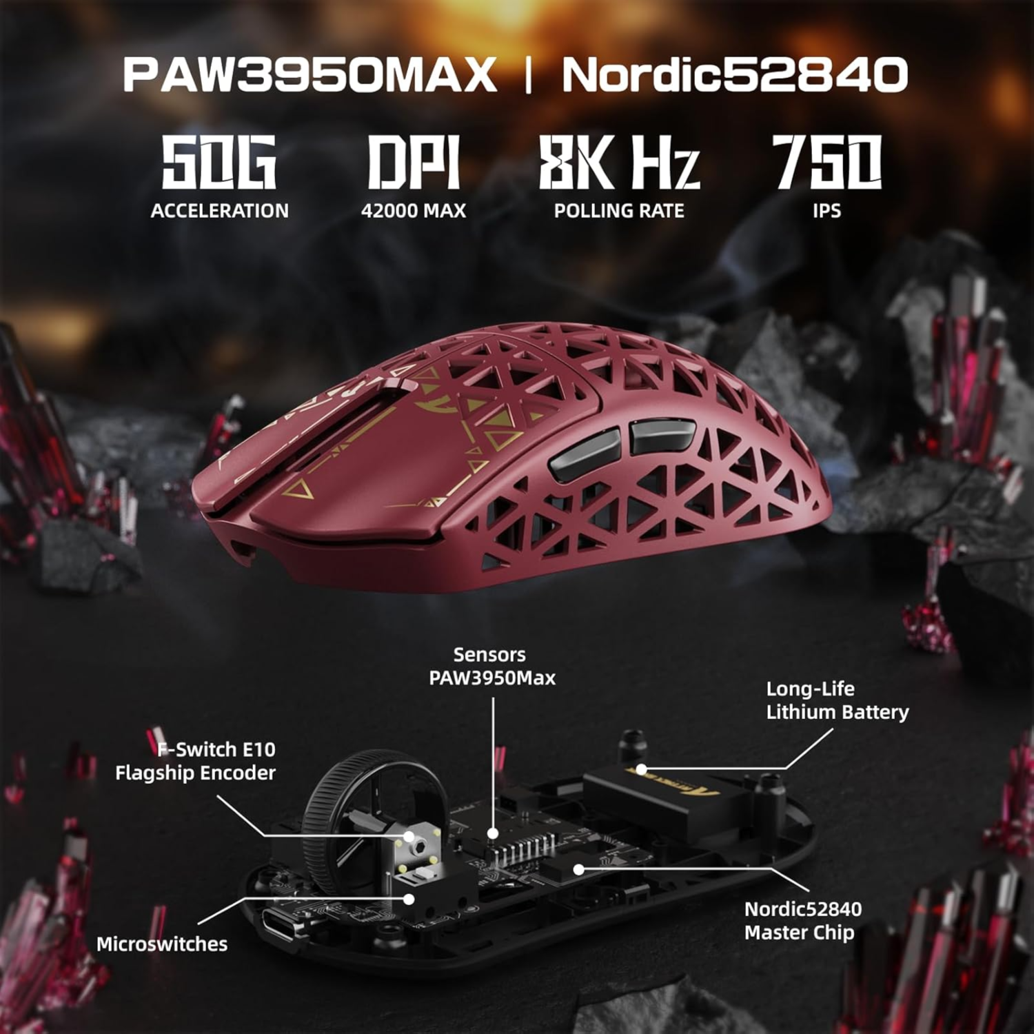 Attack Shark R5 Ultra Carbon Fiber Wireless 8K Paw3950Max Gaming Mouse