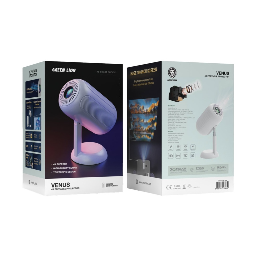 Projector Green Lion Venus4K Portable  - White