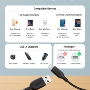 Anker Powerline III USB-A to Lightning 6ft/1.8m 480Mbps A8813H11 - Black