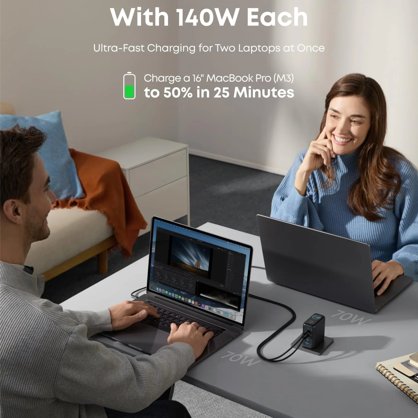 Anker Charger (140W, 4-Port, PD 3.1) with USB-C Cable - B2697KZ1