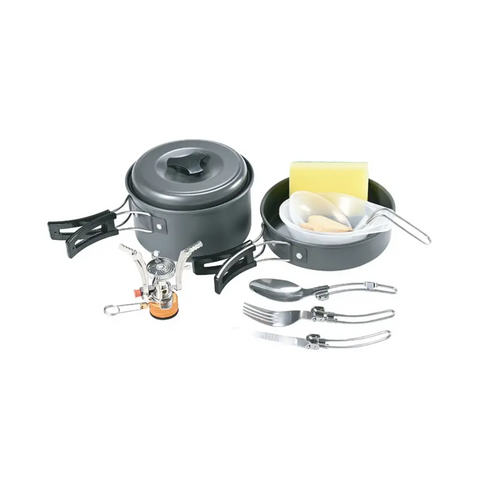 Camping Cookware 10 In 1 Green Lion - Black