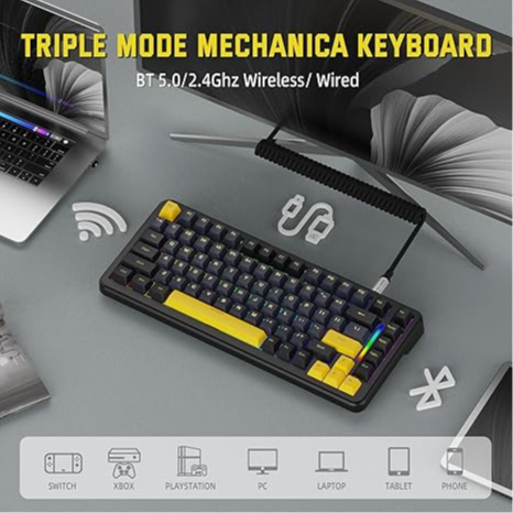 ATTACK SHARK M86 Tri-mode Gasket Mechanical Gaming Keyboard - Star Black Blueberry Switch