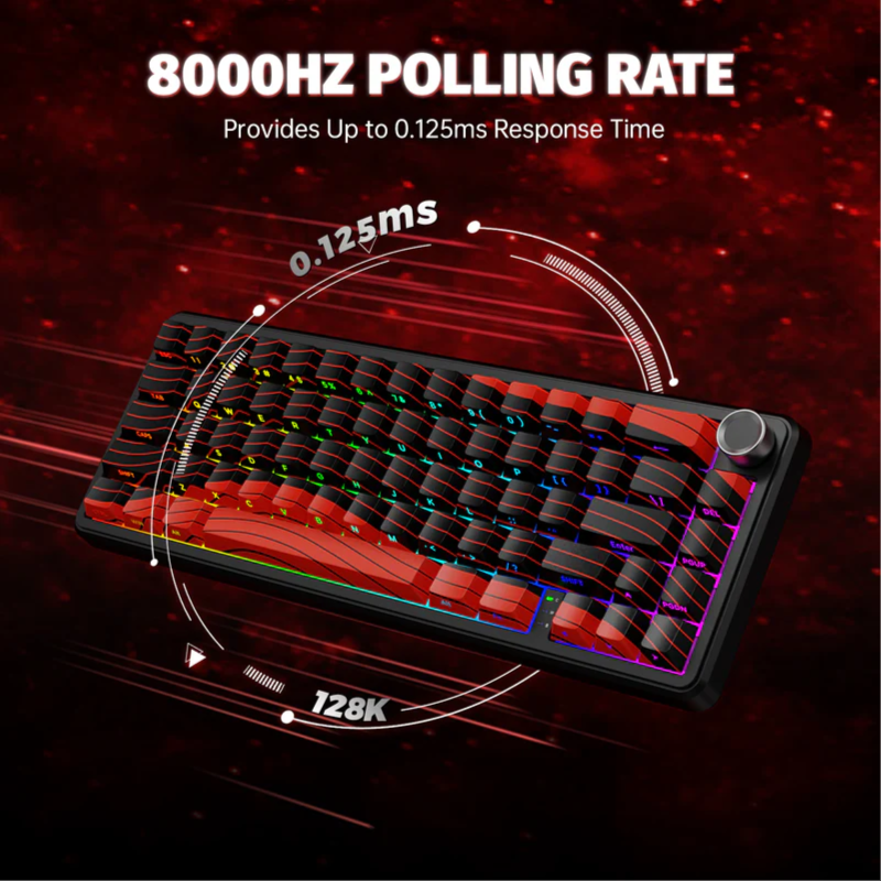 ATTACK SHARK X65PRO HE Wireless Rapid Trigger Gaming Keyboard Magnetic Switch-Black and red contour lines