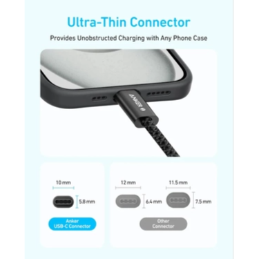 Anker Zolo Usb C To Usb C 240w Braided Fast Charging Cable 3.3 Ft A8060h11 - Black